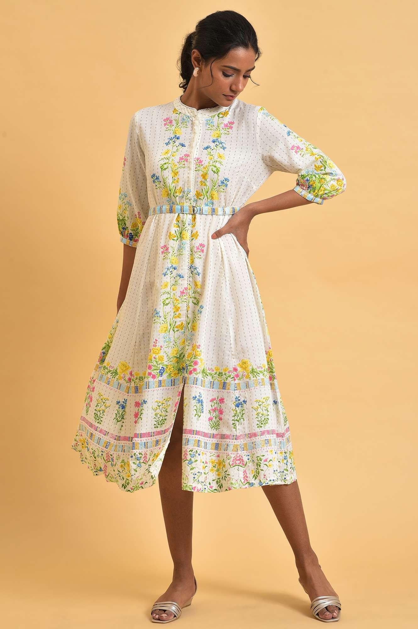 White Floral Summer Vacay Dress - View 8