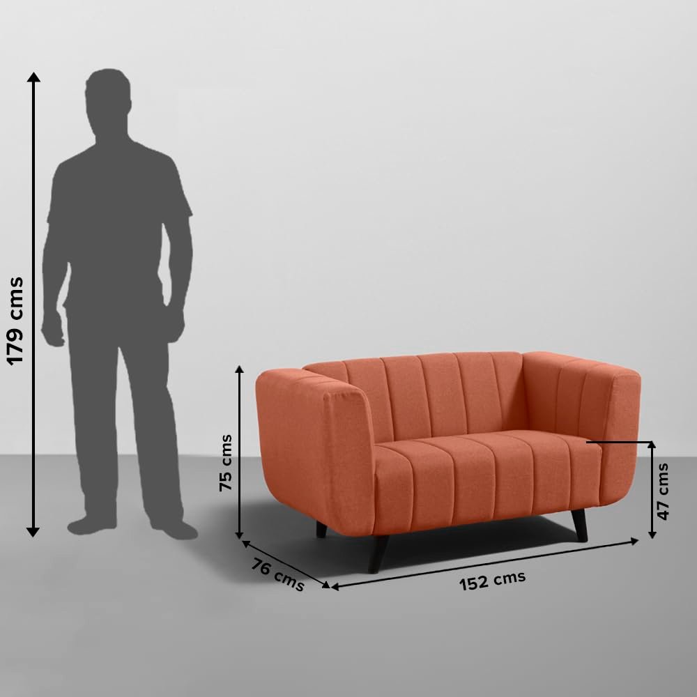 Sleepyhead Kiki - 2 Seater Sofa (Fabric, Lava Orange) 2 Person Sofa - View 5